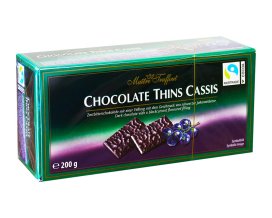 Цукерки шоколадні із начинкою зі смаком чорної смородини Maitre Truffout Chocolate Thins Cassis, 200 г 111310 фото