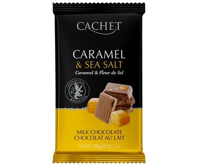 Молочний шоколад Cachet 32% какао Карамель та Морська Сіль 300г 1000009 фото