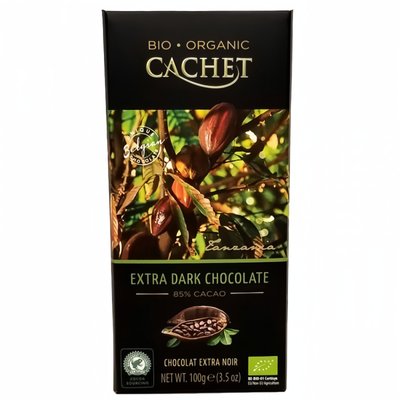 Шоколад Cachet Bio (Кашет Біо) екстра чорний Tanzania 85% какао 100 г Бельгія  40001258 фото