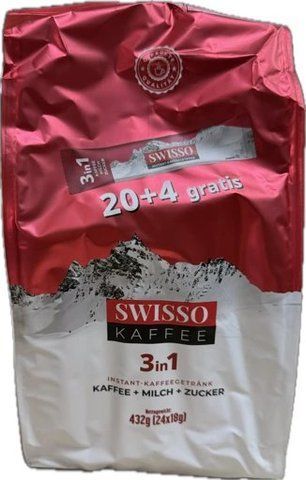 Растворимый кофе с молоком и сахаром Swisso 3 in 1 24*18 г 232165 фото