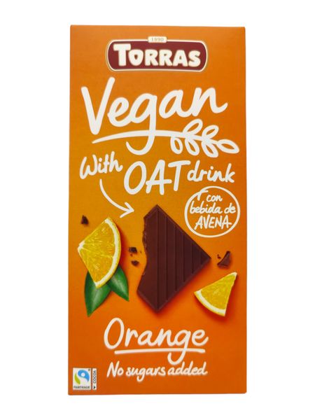 Шоколад Torras черный Vegan с овсяным молоком и апельсином 100 г 007612 фото