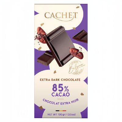 Екстра чорний шоколад Cachet 85% Extra Dark 100г  21426 фото