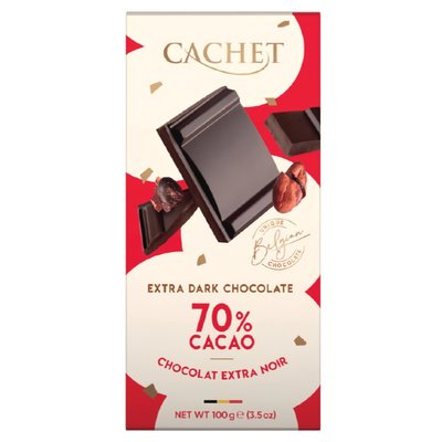 Екстра чорний шоколад Cachet 70% Extra Dark 100г  21428 фото