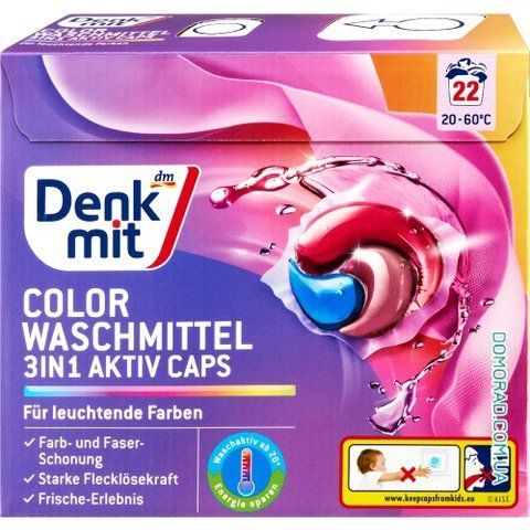 Капсулы для стирки цветных вещей Denkmit Color 22 шт 898529 фото