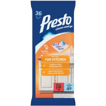 Серветки вологі Presto Clean для кухні 36шт 027416 фото