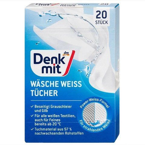 Отбеливающие салфетки для стирки белого белья Denkmit 20 шт 987416 фото