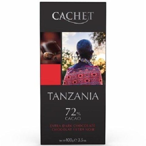 Шоколад екстра чорний 72% Cachet Tanzania 100 г 21407 фото