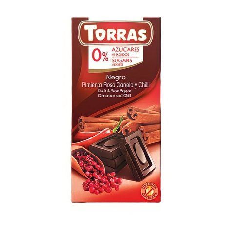 Шоколад без цукру 527 Torras з рожевим перцем, корицею і перцем Чилі 75г 907151 фото