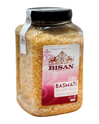 Рис басматі пропарений довгозернистий шліфований BISAN Basmati Golden Sella 800 г 122770 фото