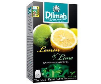 Черный чай Dilmah Lemon & Lime в пакетиках 20 шт 142136 фото