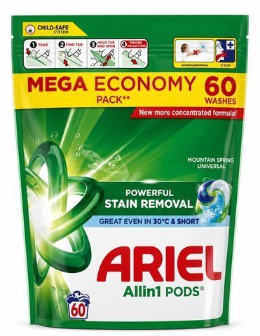 Капсули для прання Ariel Stain Removal Mountain Spring Universal 60 шт 7651477 фото