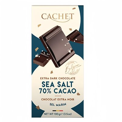 Шоколад чорний 70% Cachet Extra Dark Sea Salt 100г 21429 фото