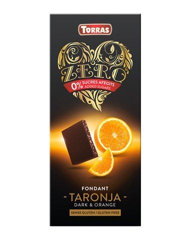 Шоколад черный без сахара, без глютена 66 TORRAS Zero с апельсином 52%, 125 г 004642 фото