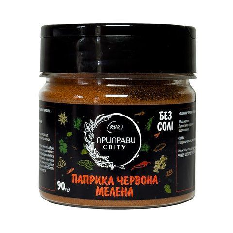Приправа паприка червона мелена Приправи Світу 90 г (банка)  113780 фото