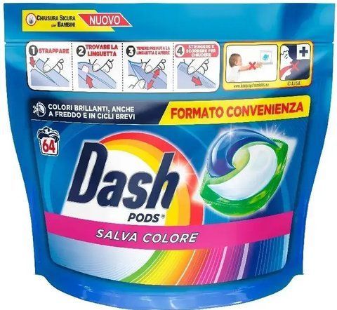 Капсули для прання Dash Pods 3 в 1 "Salva Colore" 64 шт 708890 фото